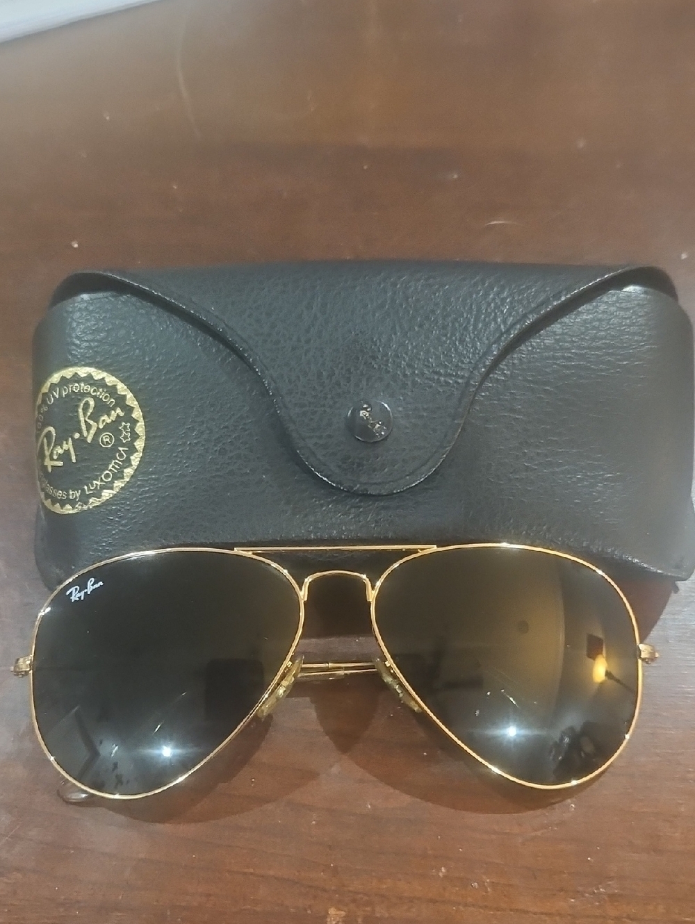Ray Ban Like New Aviator Large Gold tone Metal Sunglasses